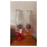 Two Vintage Glass Oil Lamps