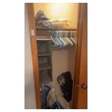 Closet Lot of Hangers, Basket and Shoe Tray
