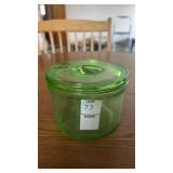 Hazel Atlas round uranium glass refrigerator dish
