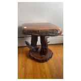 Vintage Mid-Century Live Edge Slab End Table