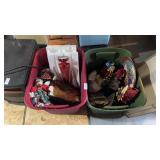 Two Totes of Christmas Decor