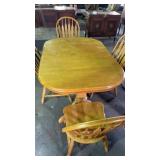 Oval Pedestal Wood Table & 4 Chairs 58 in x 42 in