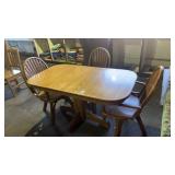 Wooden Dining Table W 3 Chairs and plexiglass