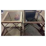 2 Wood Framed/Glass Tables 26 in square