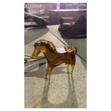 Rainbow Art Glass amber horse figurine