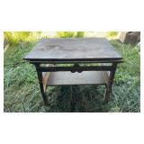 AS IS Carving Metal Overlay Table