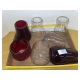 Dietz Fitzall red & clear glass globes for oil