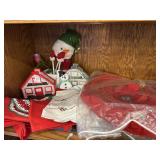 Lot of Christmas items - linens, wreath, decor