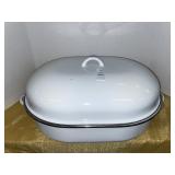 Vintage white enamel roasting pan