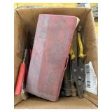 Box of tools - screwdrivers, pliers, wrenches and