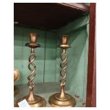 Pair of brass candle sticks 10" high