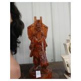 Oriental carved wooden statue 15" tall