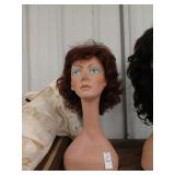 Mannequin head brown hair 18" tall