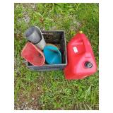 Gas can (missing lid) and funnel lot