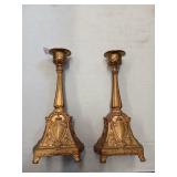 Pair of cast brass? Art Nouveau candle sticks