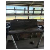 Wooden Swing 64 in on Porch and Wooden Stand