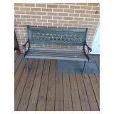 Cast iron bench 50" long arm broken as is