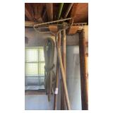 Lot of Rakes and Concrete Rakes. Rope