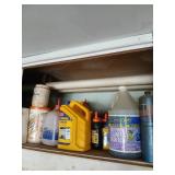 Cabinet lot of line chalk, washer fluid and misc