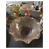 Ribbed Pink Depression Glass Bowl