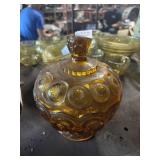 Amber Colored Covered Candy Dish