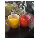 Fire King Orange and Red Mugs