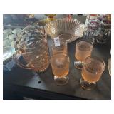 Pink Depression Glass Pitcher and Glasses