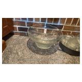 Glass Punch Bowl and Drinking Glasses