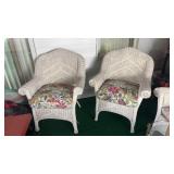 2 Pc White Wicker Patio Chairs