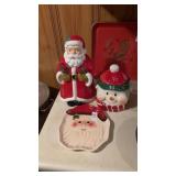 Christmas Cookie Jars and Platter Plate