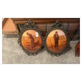 Vintage pair of "The Angelus" convex oval
