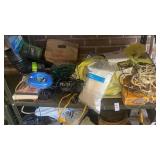 Shelf lot of Fans, Surge Protectors, etc