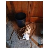 New surge protector, 2 ext. cords, trash can lot
