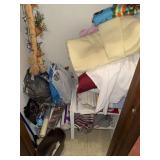 Lot of Assorted Bedding Linens, Hangers, Grabber,