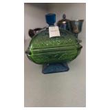 vintage Jeannette Glass square lidded candy dish
