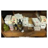 Oil & Lubricants & empty cartridge boxes & brass
