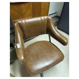 MCM Brown Leather Swivel Office Chair *wheels