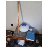Stand with contents, humidifier, yardstick etc