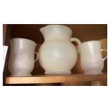 White Plastic Kool Aid Man Pitchers and Cups