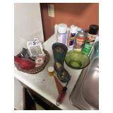 Lot of Misc - Planter, Glass Bowl, Cleaners