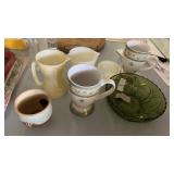 2 Pfaltzgraff Mugs, Measuring Cups, and Green