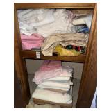 Two Shelf Lots of Linens, Candles, Etc