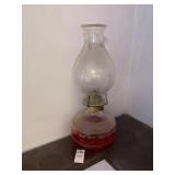 Antique Ruby Red Oil Lamp