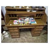 Wooden Roll Top Desk *no contents* 54 X 24 X 49in
