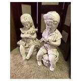 Two Vintage Chalkware or Plaster Statues