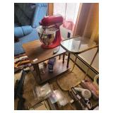 Wooden end table with metal stand no contents