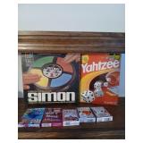 Vintage Simon game, yahtzee, decks cards