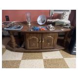 Oval Wooden Coffee Table with Storage 47.5 X 23.5