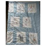 Handmade Knotted Quilt with Painted Pictures 52 X
