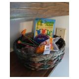 Basket of vintage toys, Beanie babies etc